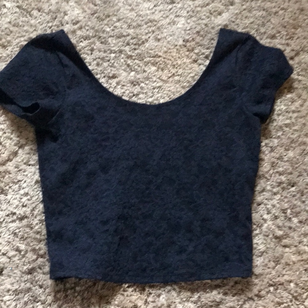 navy lace crop top